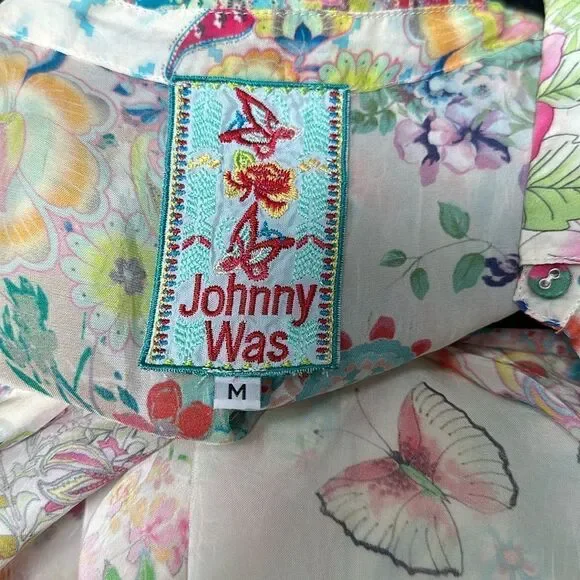 Johnny Was Floral Rayon Drawstring Tunic M